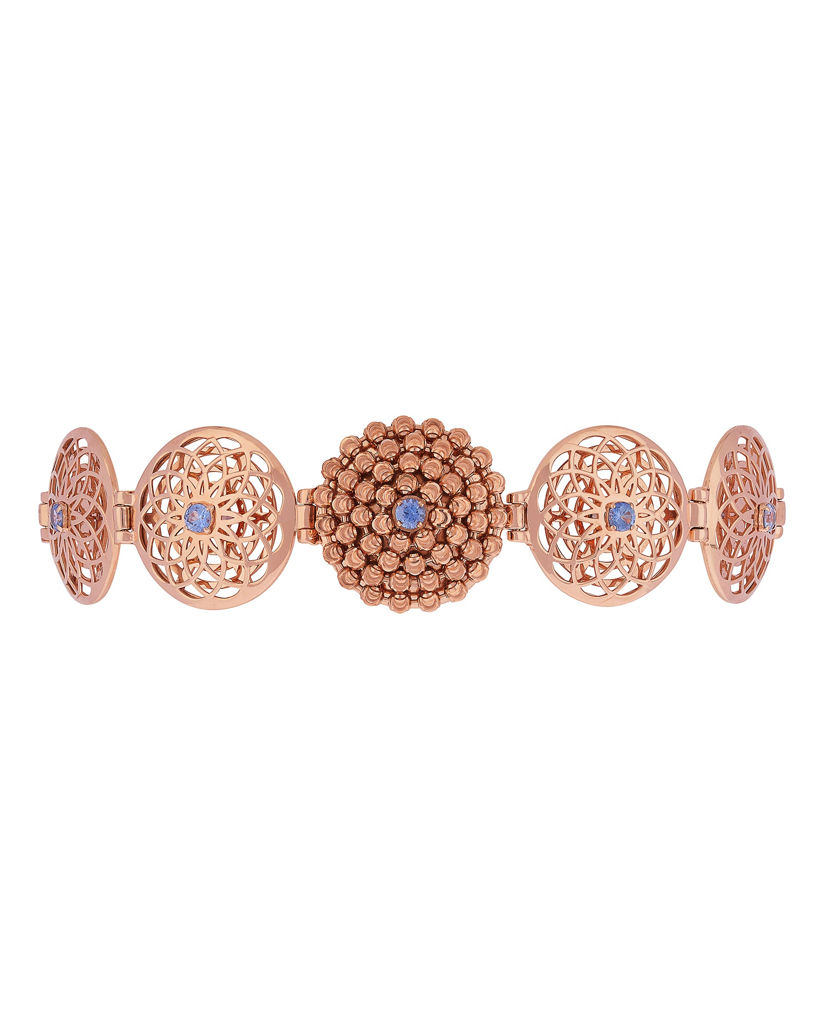 Mimosa Bracelet in 18kt Rose Gold and Blue Sapphires