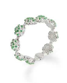 Damascus Bracelet in 18kt White Gold and Emeralds