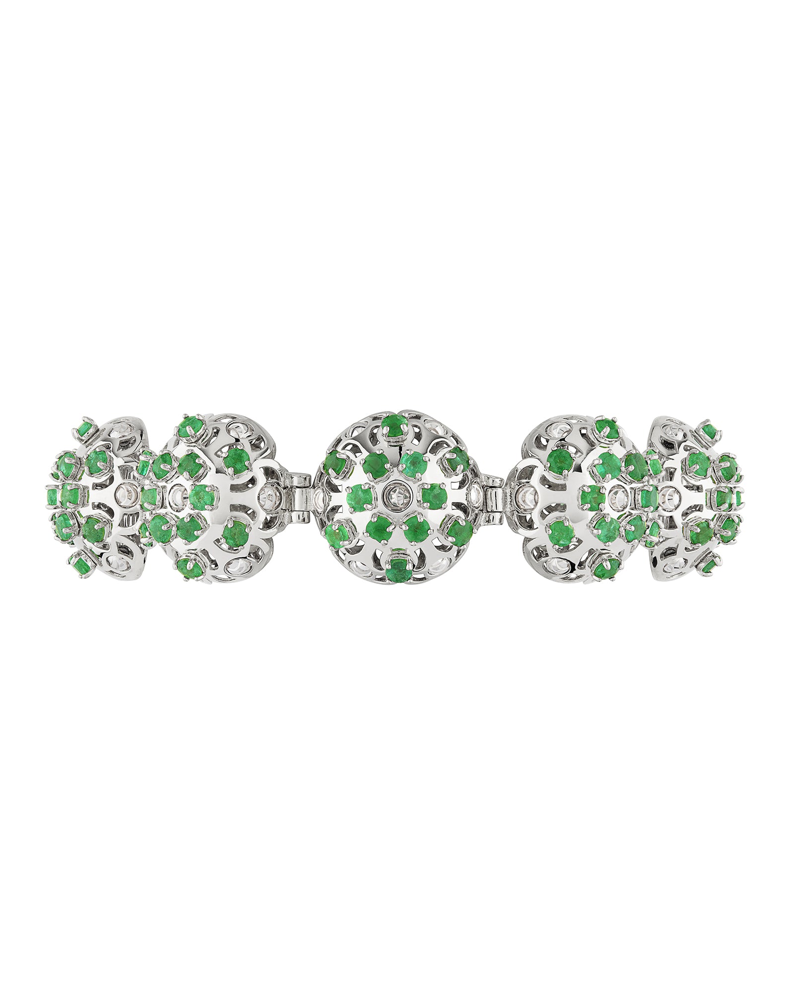 Damascus Bracelet in 18kt White Gold and Emeralds