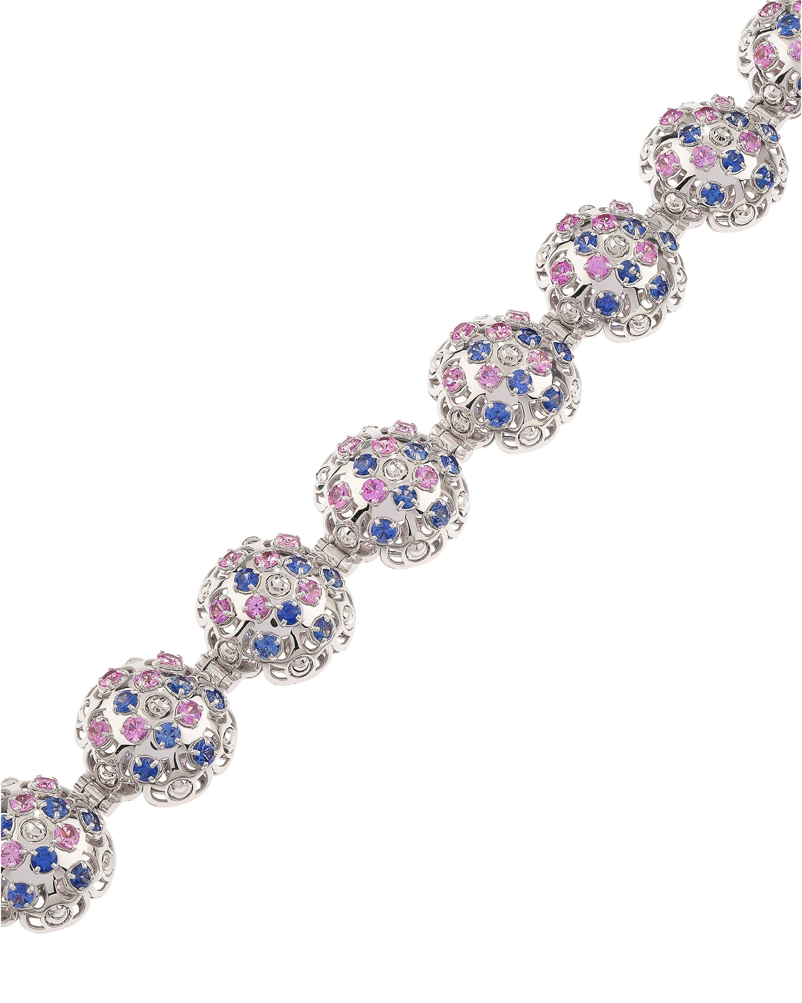 Damascus Bracelet in 18kt White Gold and Sapphires