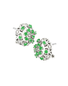 Damascus Earrings in 18kt White Gold and Emeralds