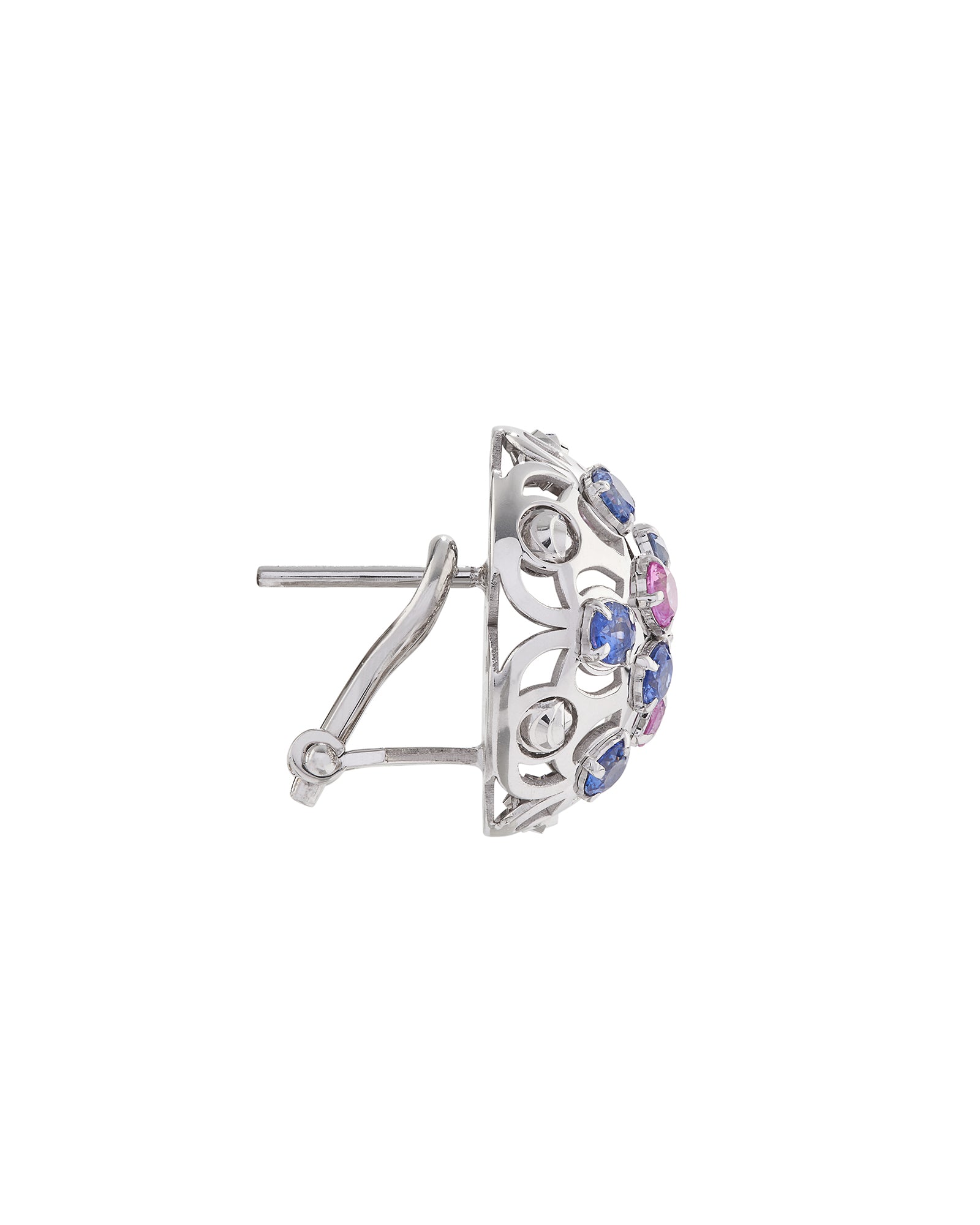 Damascus Earrings in 18kt White Gold and Sapphires