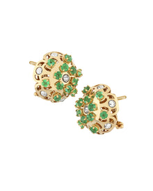 Damascus Earrings in 18kt Gold and Emeralds