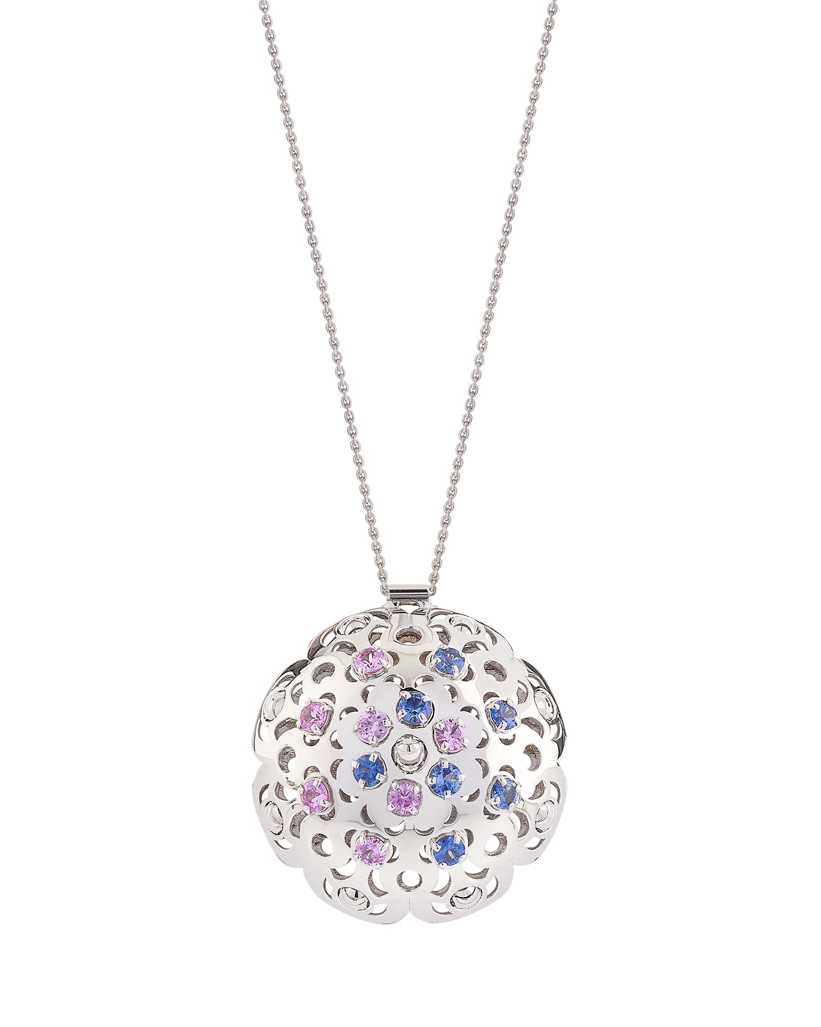 Damasco Large Necklace in 18kt White Gold and Sapphires