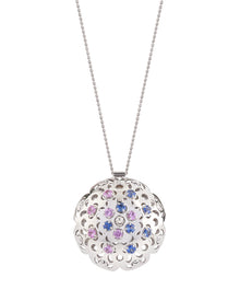 Damasco Large Necklace in 18kt White Gold and Sapphires