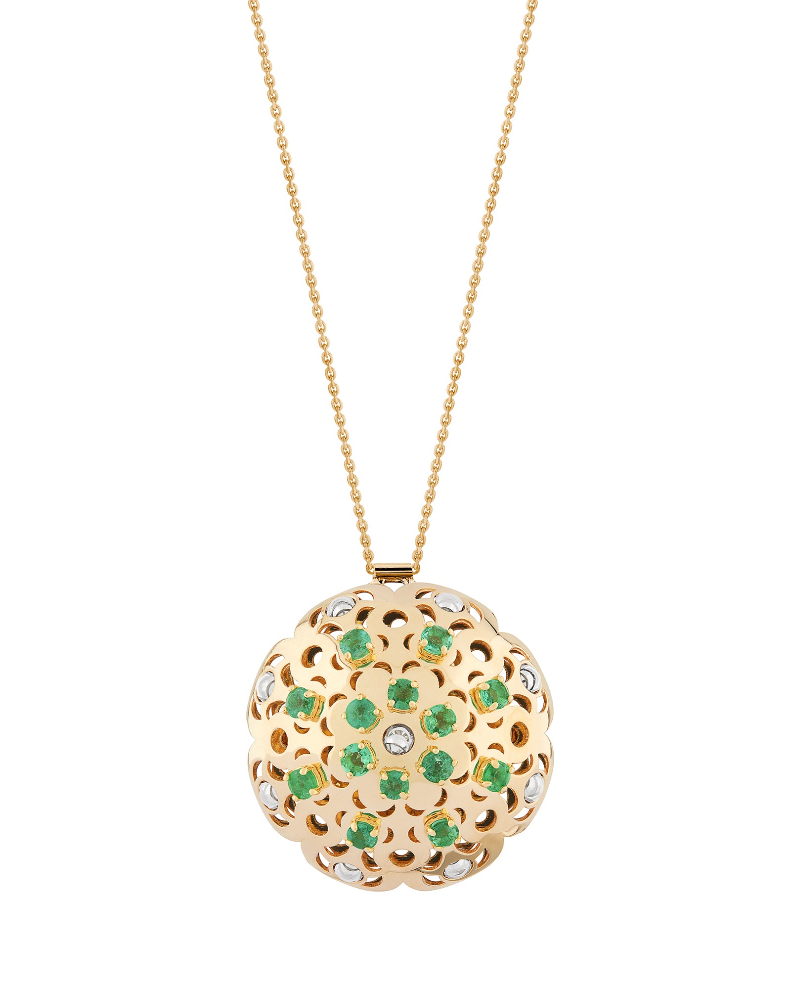 Damasco Large Necklace in 18kt Gold and Emeralds