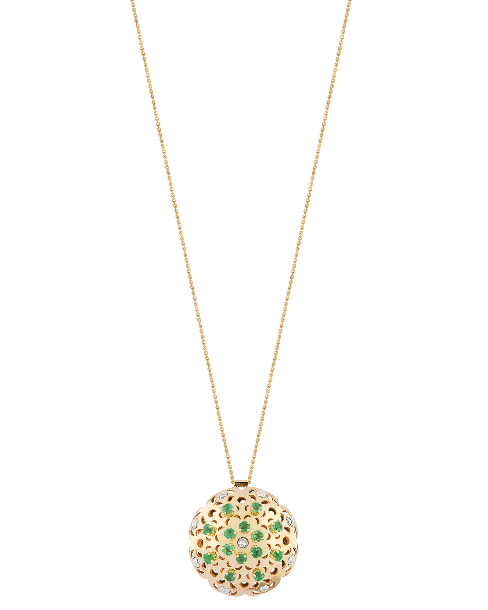 Damasco Large Necklace in 18kt Gold and Emeralds