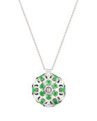Damascus Small Necklace in 18kt White Gold and Emeralds