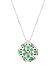 Damascus Small Necklace in 18kt White Gold and Emeralds