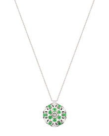 Damascus Small Necklace in 18kt White Gold and Emeralds