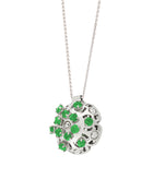 Damascus Small Necklace in 18kt White Gold and Emeralds