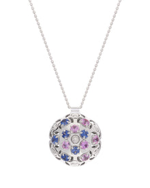 Damascus Small Necklace in 18kt White Gold and Sapphires