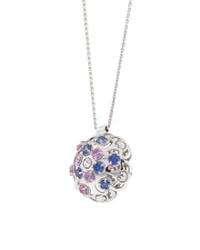 Damascus Small Necklace in 18kt White Gold and Sapphires