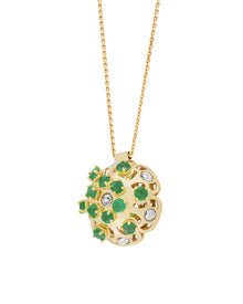 Damascus Small Necklace in 18kt Gold and Emeralds