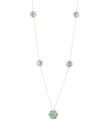 Damascus Station Necklace in 18kt White Gold and Emeralds