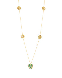 Damascus Station Necklace in 18kt Gold and Emeralds