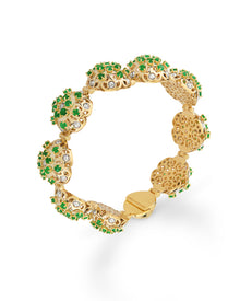 Damascus Bracelet in 18kt Gold and Emeralds
