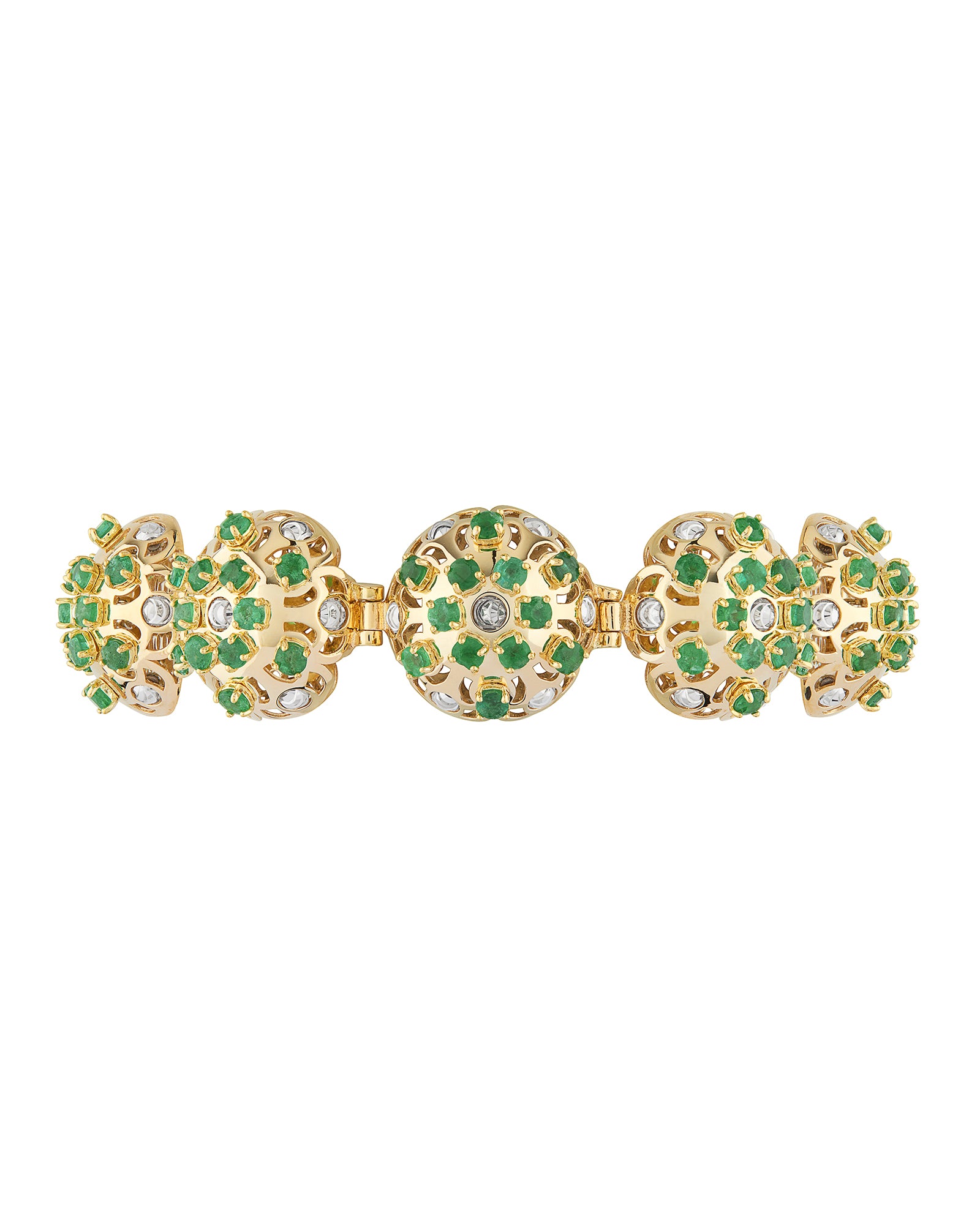 Damascus Bracelet in 18kt Gold and Emeralds
