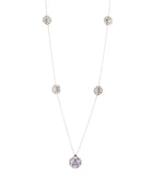 Damascus Station Necklace in 18kt White Gold and Sapphires
