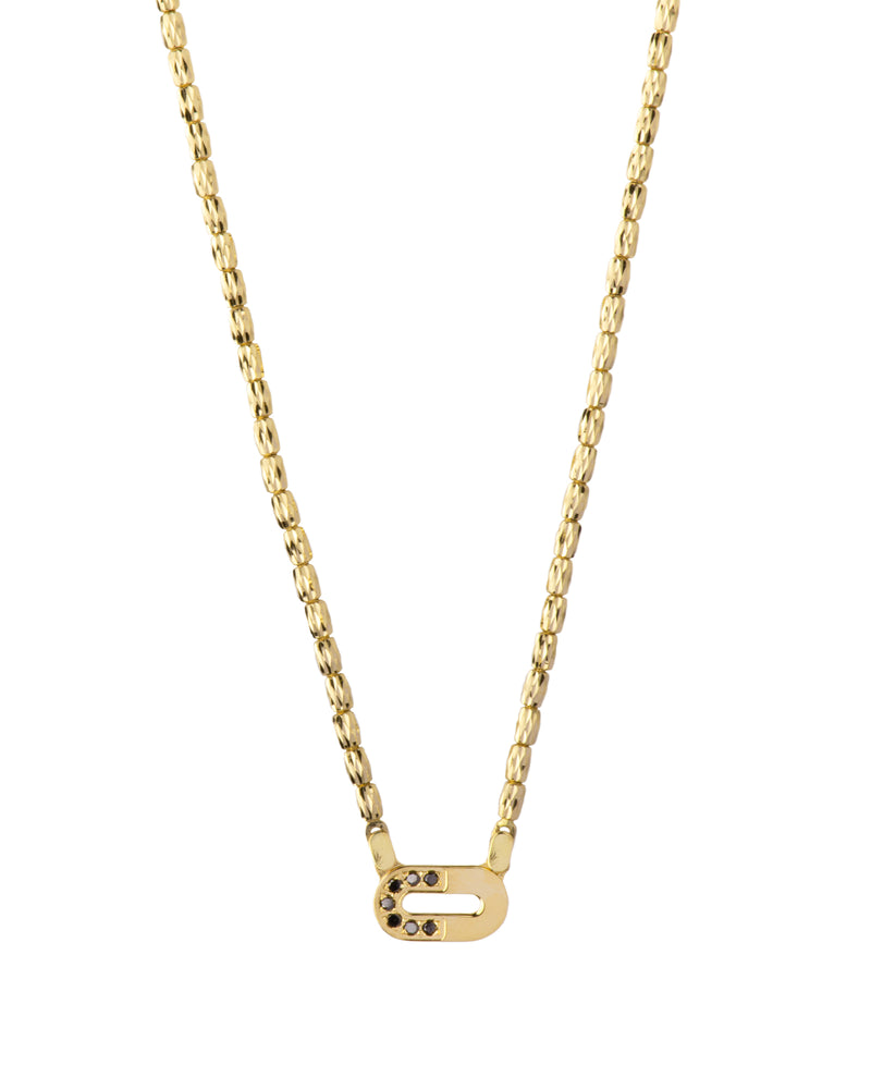 Goddess Necklace in 18kt Gold and Black Diamonds