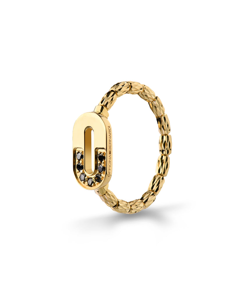 Goddess Element Ring in 18kt Gold and Black Diamonds