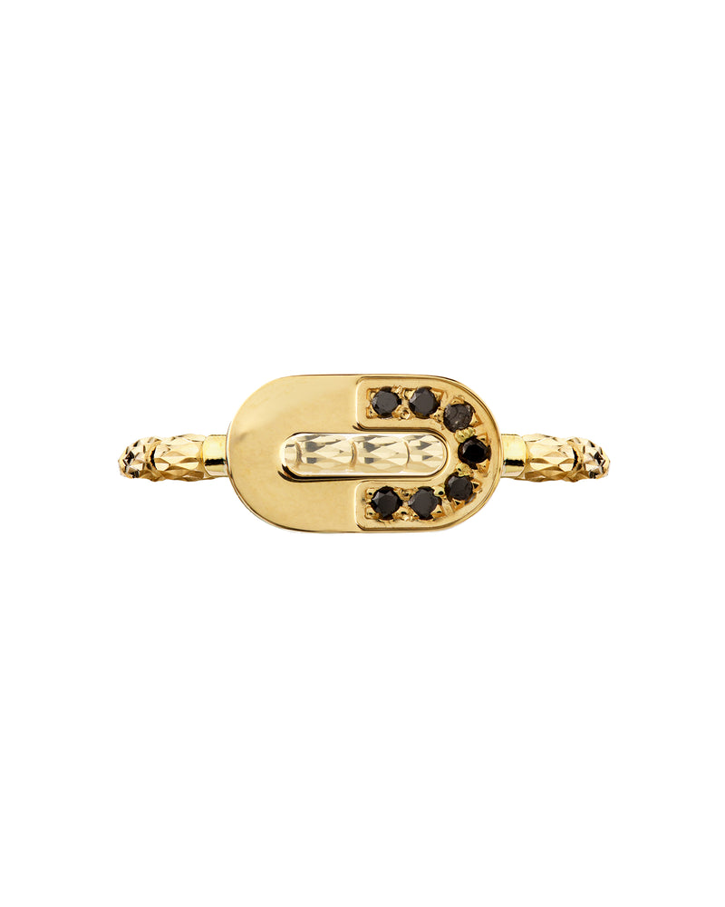 Goddess Element Ring in 18kt Gold and Black Diamonds