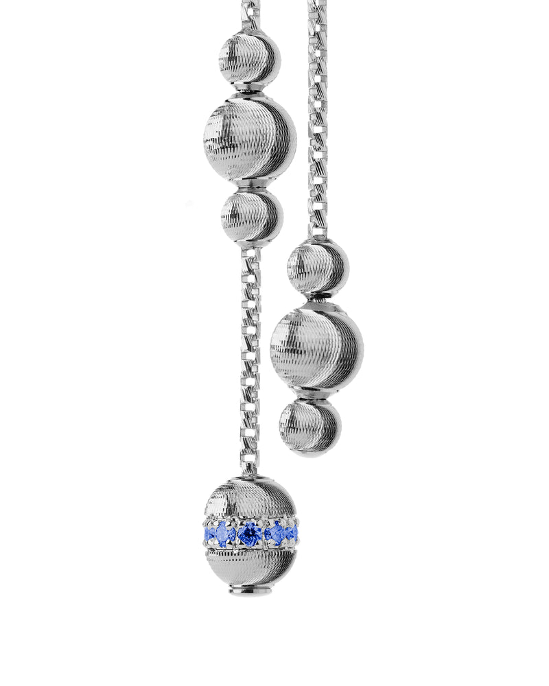 Empire Orecchini Drop in Oro Bianco 18kt e Zaffiri