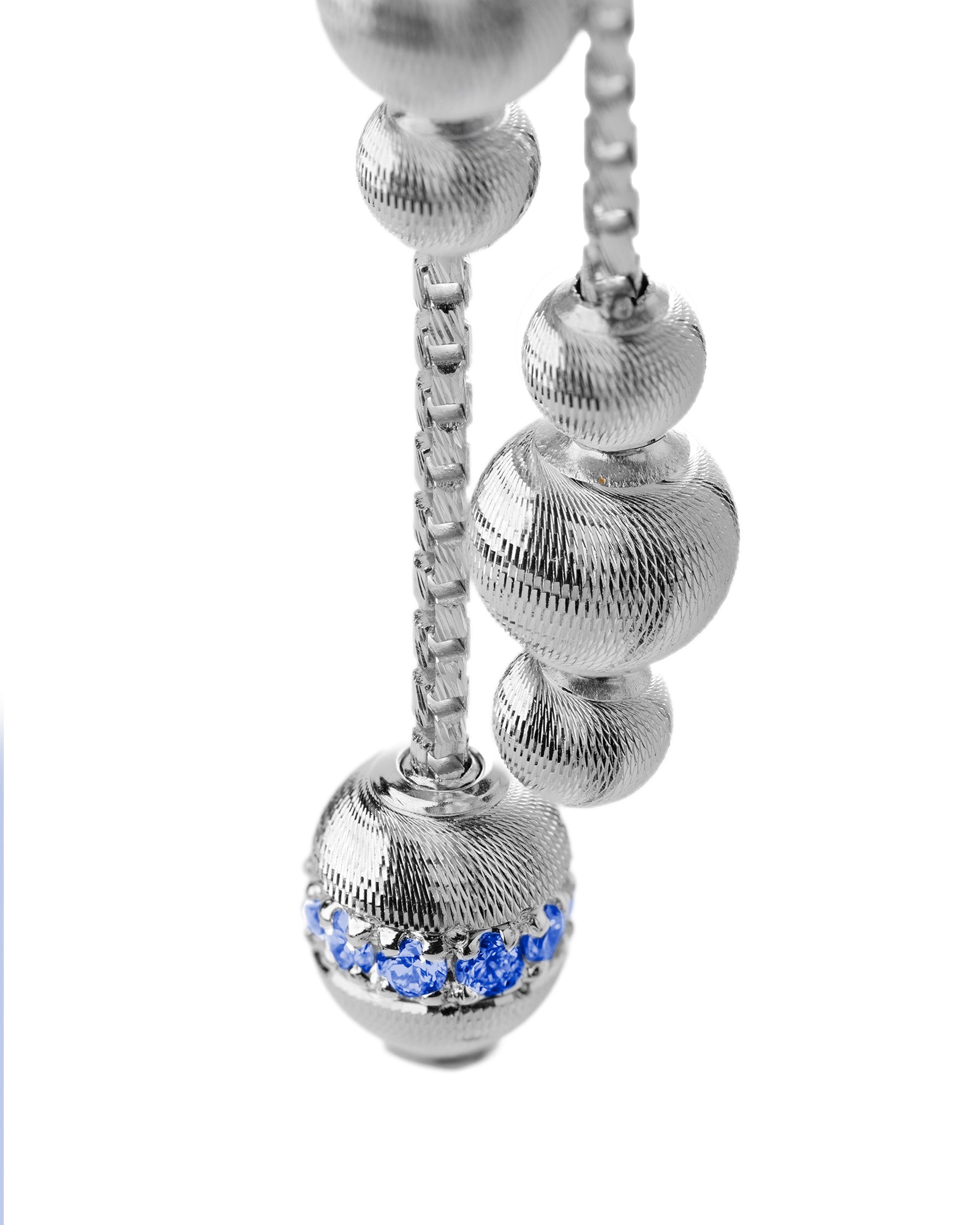 Empire Drop Earrings in 18kt White Gold and Sapphires