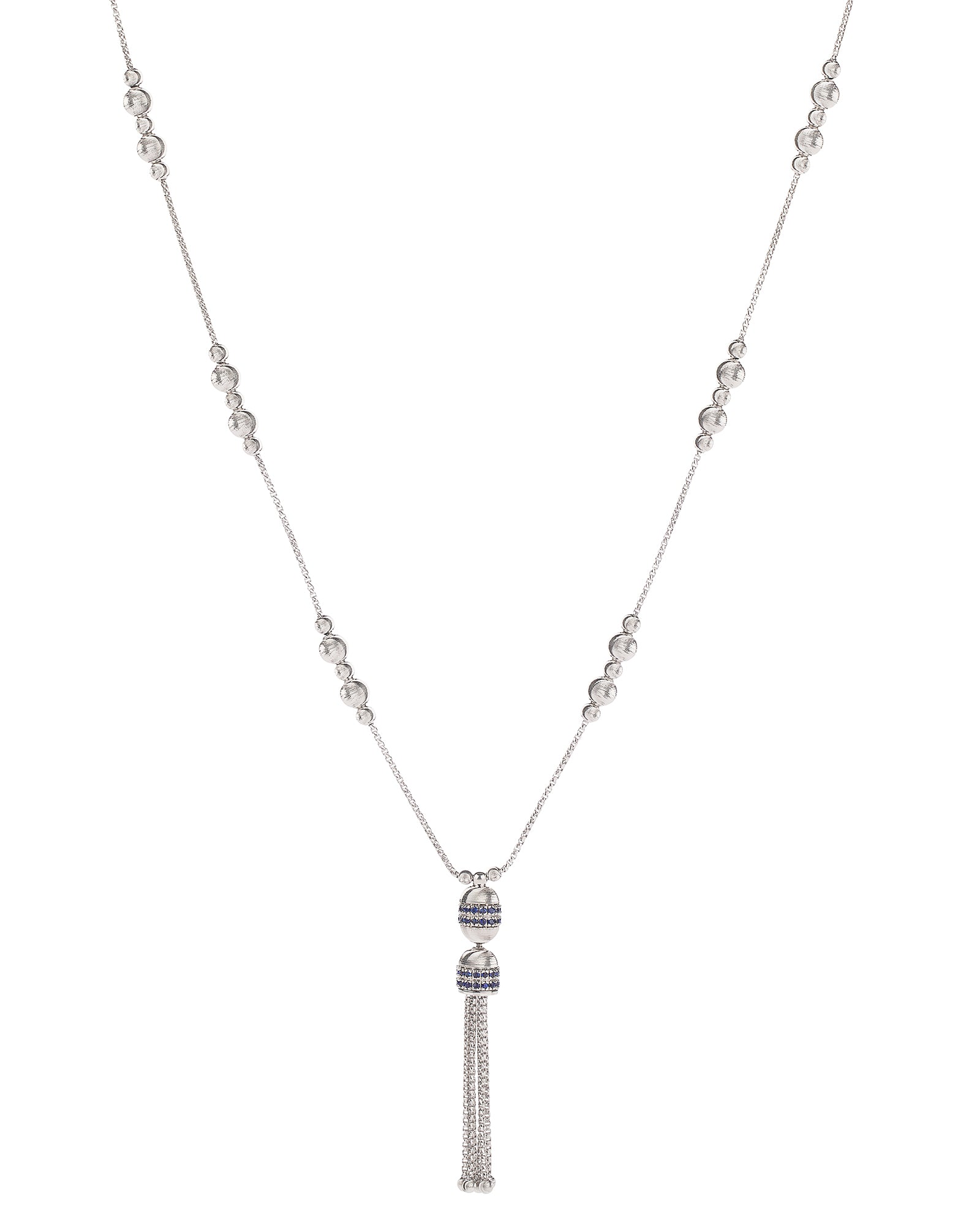 Empire Collana Tassel in Oro Bianco 18kt e Zaffiri