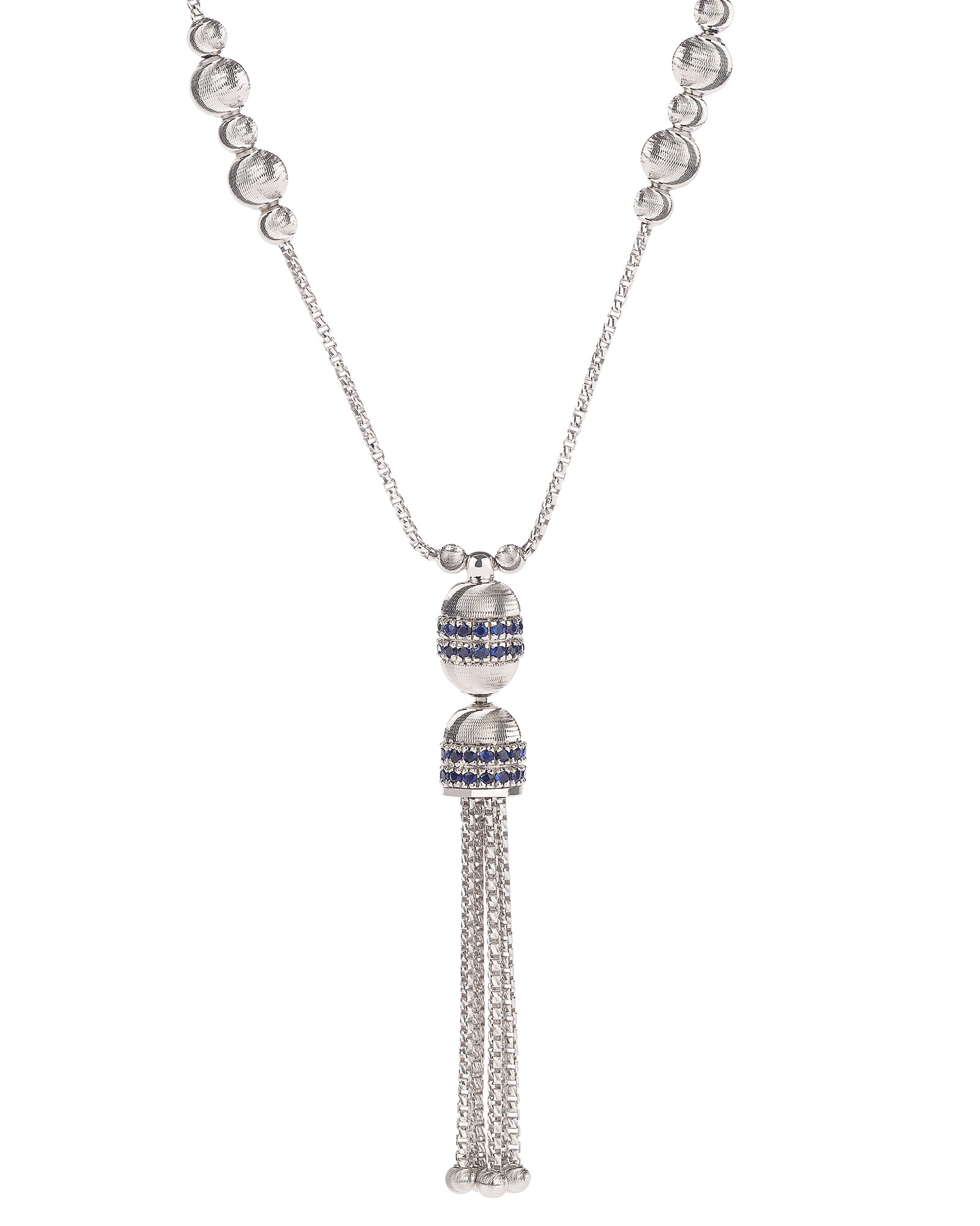 Empire Collana Tassel in Oro Bianco 18kt e Zaffiri