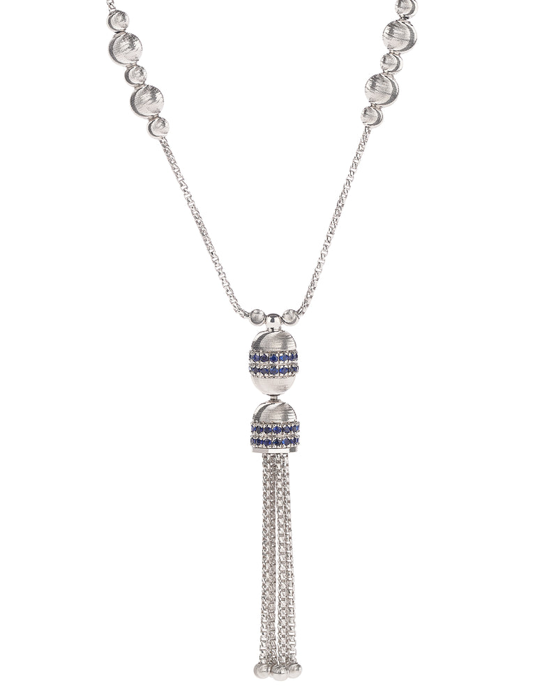 Empire Collana Tassel in Oro Bianco 18kt e Zaffiri