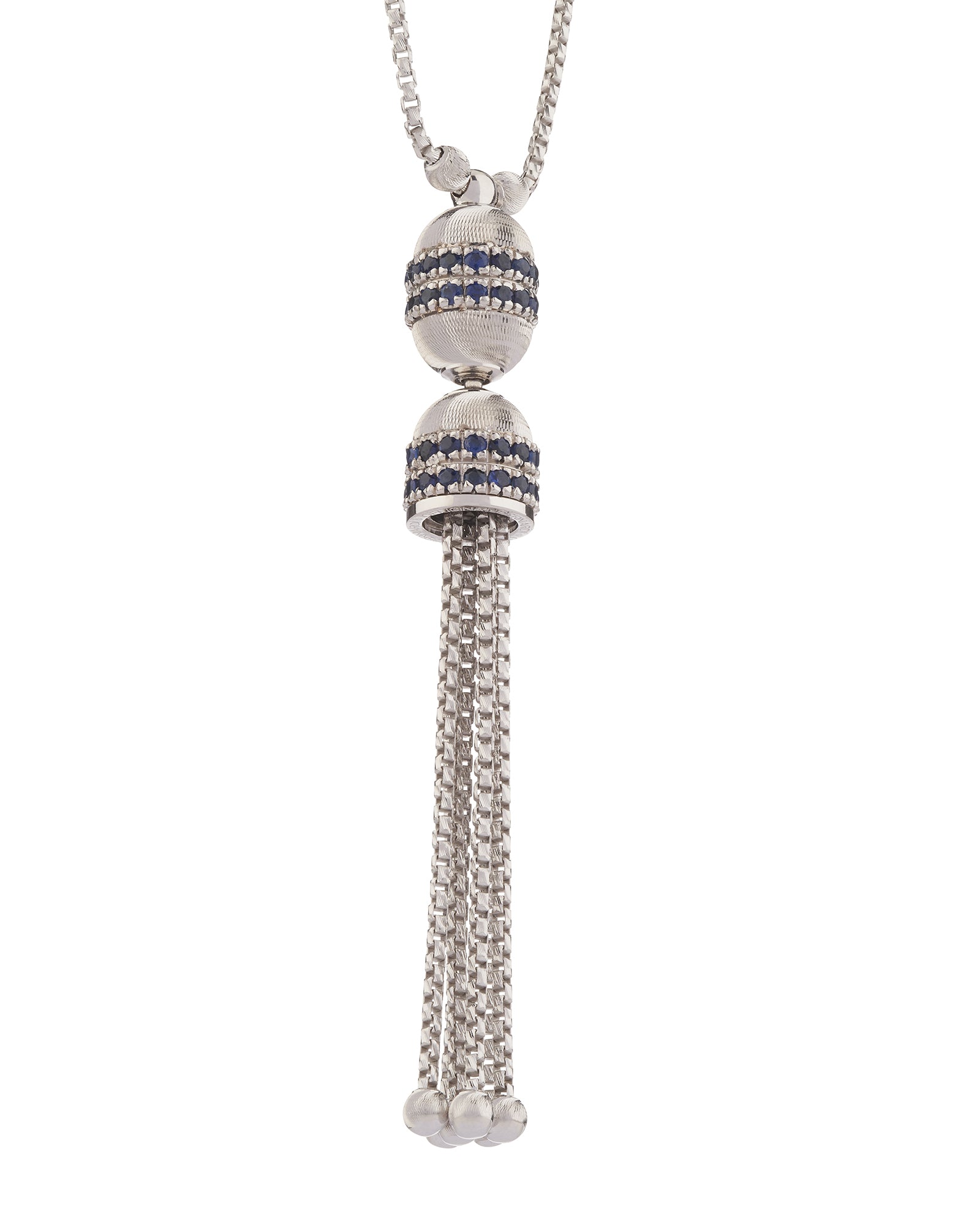 Empire Collana Tassel in Oro Bianco 18kt e Zaffiri