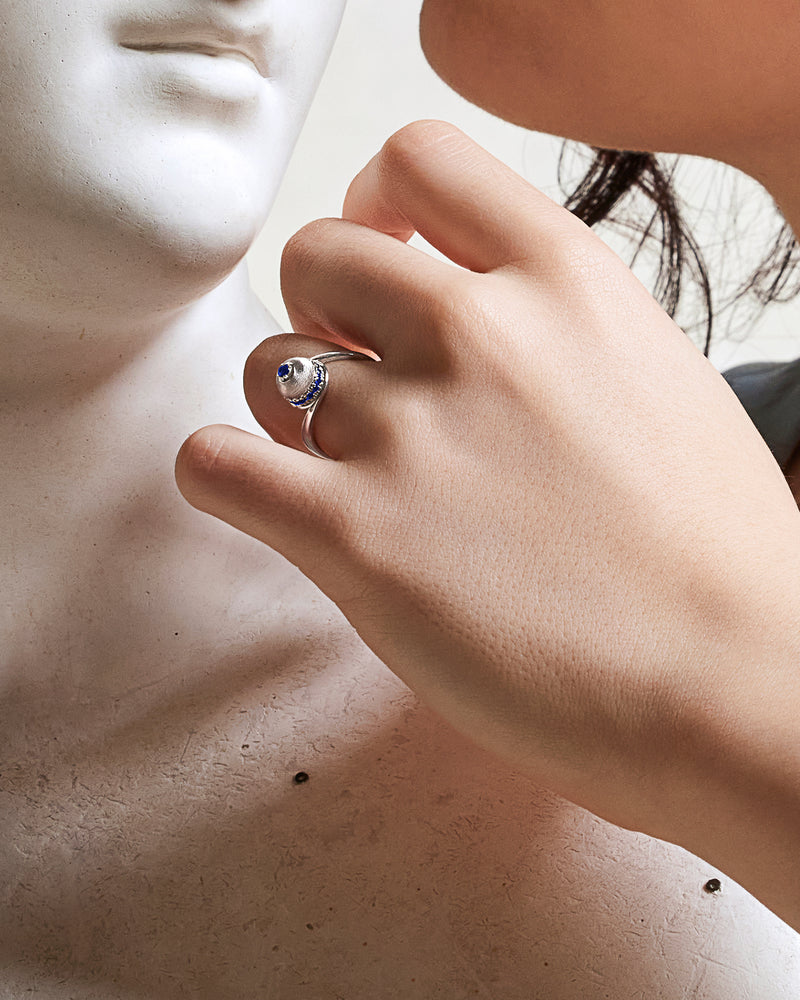 Empire Anello in Oro Bianco 18kt e Zaffiri