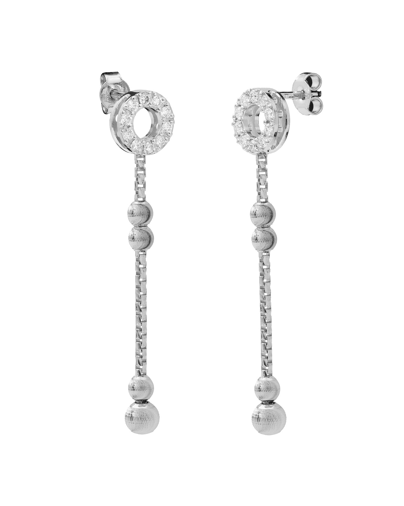 Empire S 18kt White Gold Drop Earrings with White Diamonds