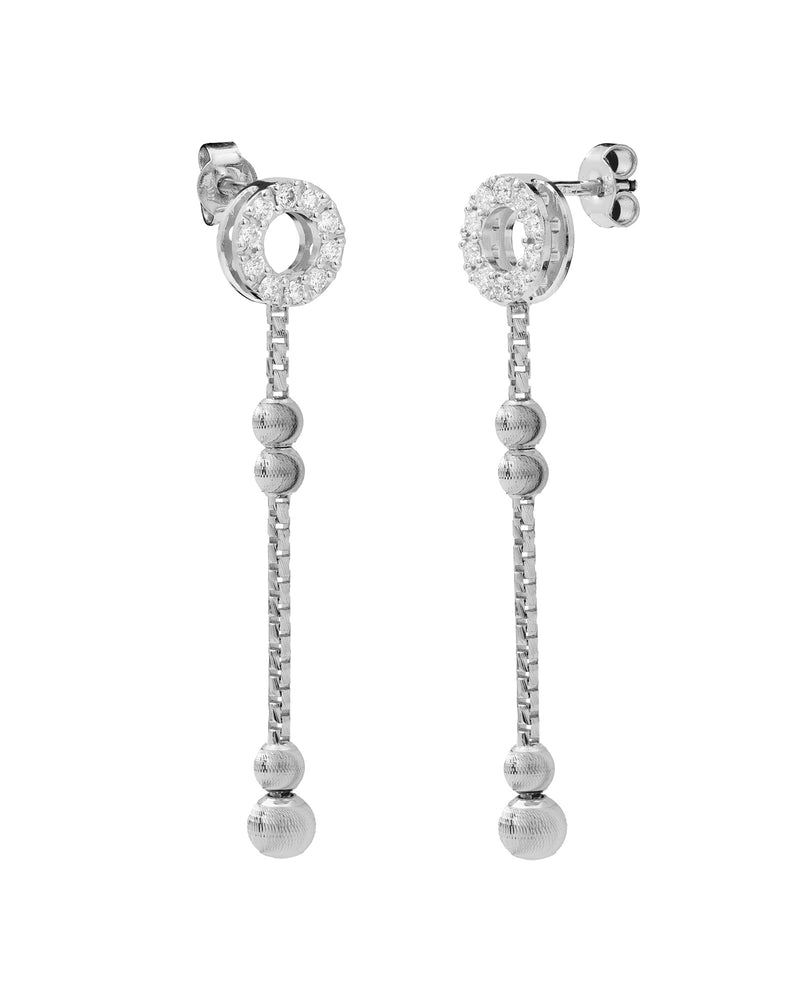 Empire S Orecchini Drop in Oro Bianco 18kt e Diamanti Bianchi