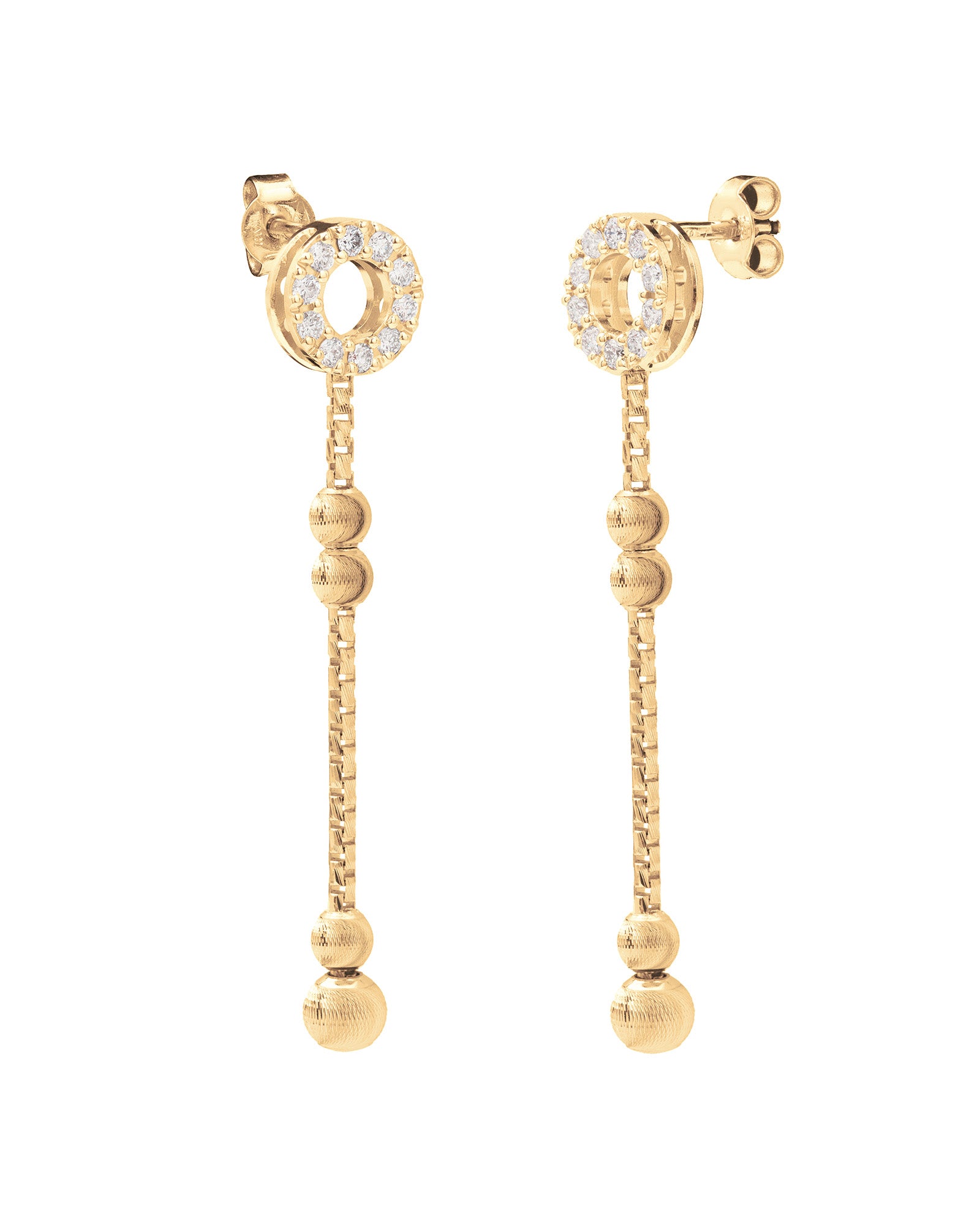 Empire S 18kt Yellow Gold and White Diamond Drop Earrings