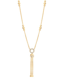 Empire S 18kt Yellow Gold and White Diamond Tassel Necklace