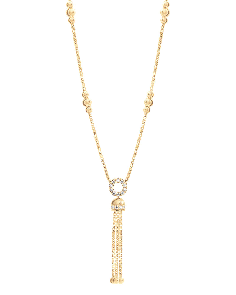 Empire S Collana Tassel in Oro Giallo 18kt e Diamanti Bianchi