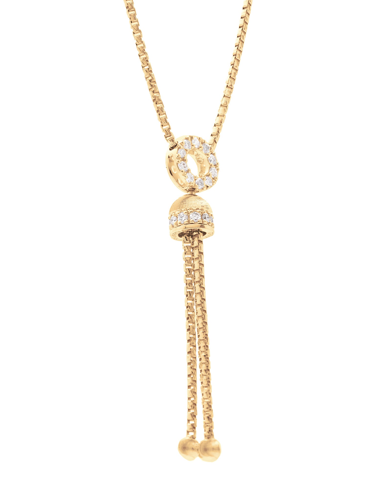Empire S 18kt Yellow Gold and White Diamond Tassel Necklace