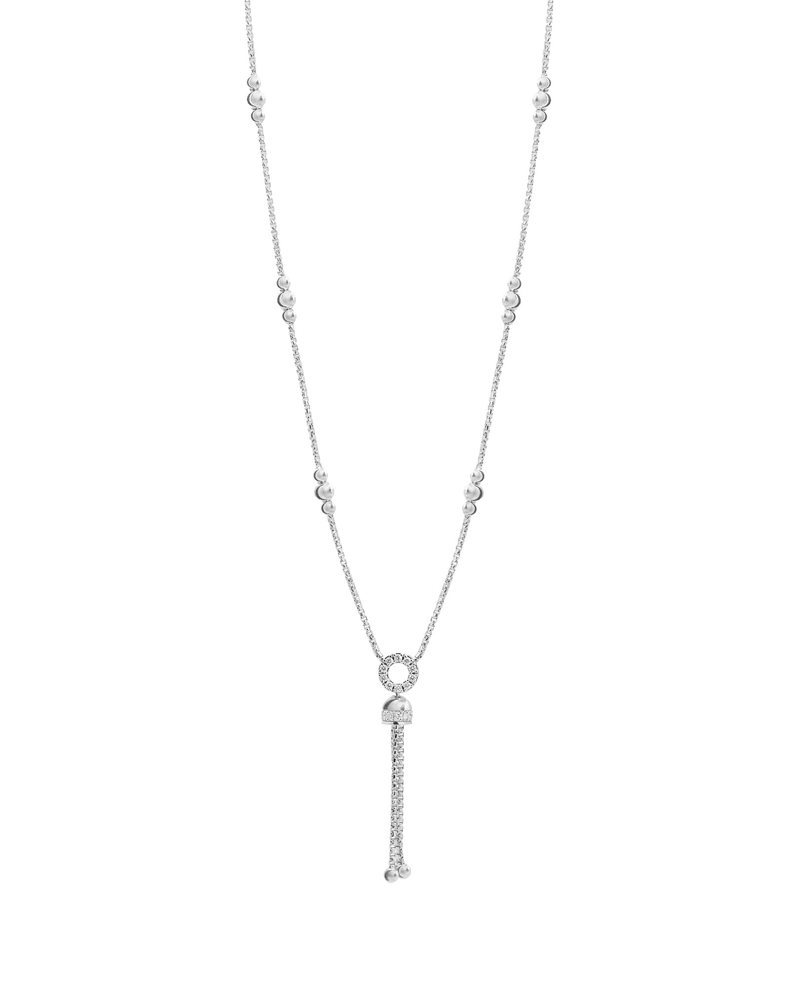 Empire S 18kt White Gold and White Diamond Tassel Necklace