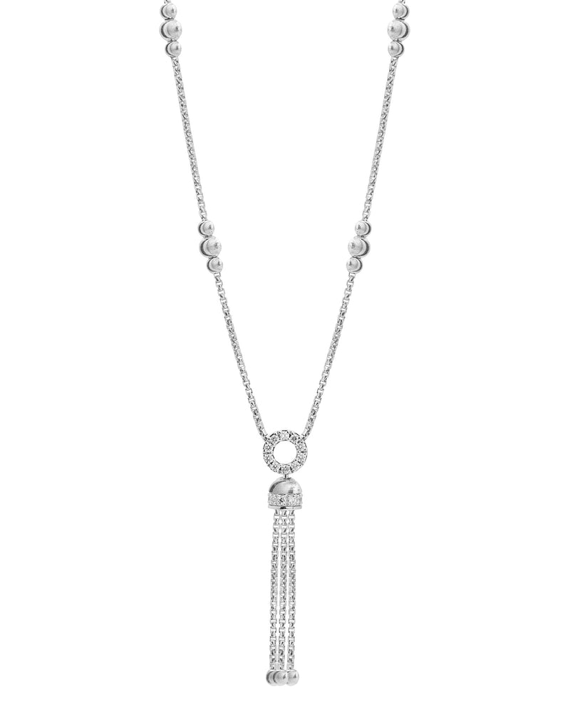 Empire S Collana Tassel in Oro Bianco 18kt e Diamanti Bianchi