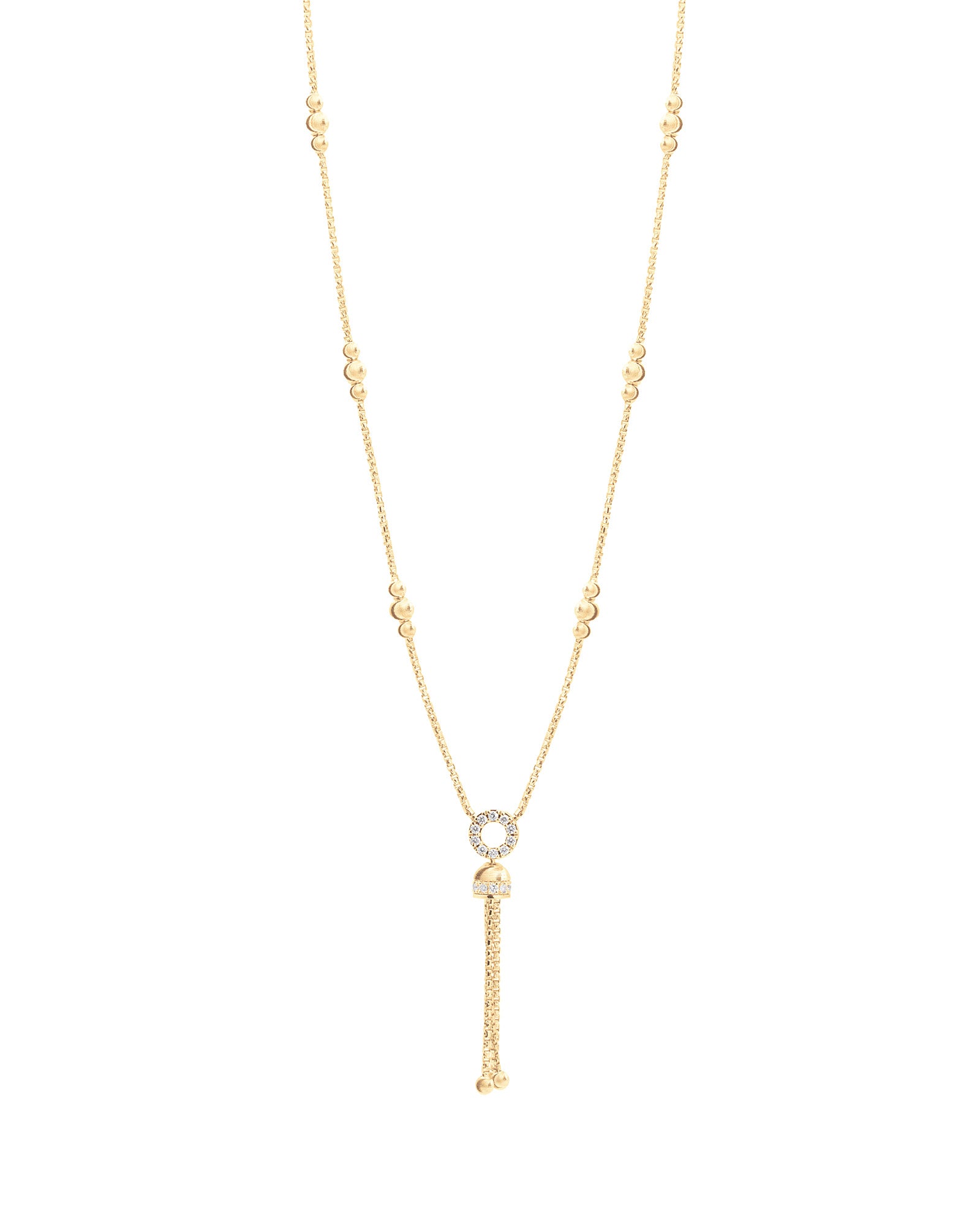Empire S 18kt Yellow Gold and White Diamond Tassel Necklace