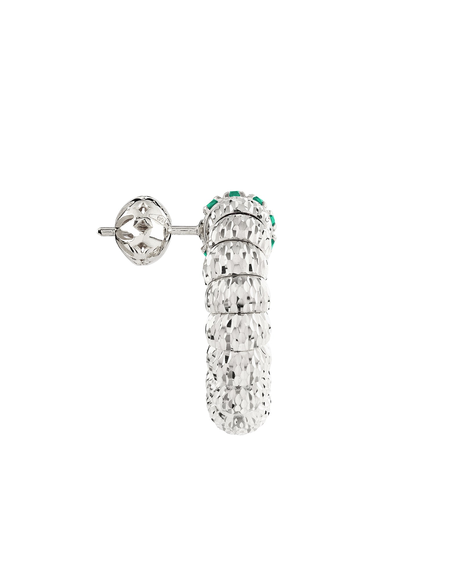 Enigma Earrings in 18kt White Gold and Emeralds