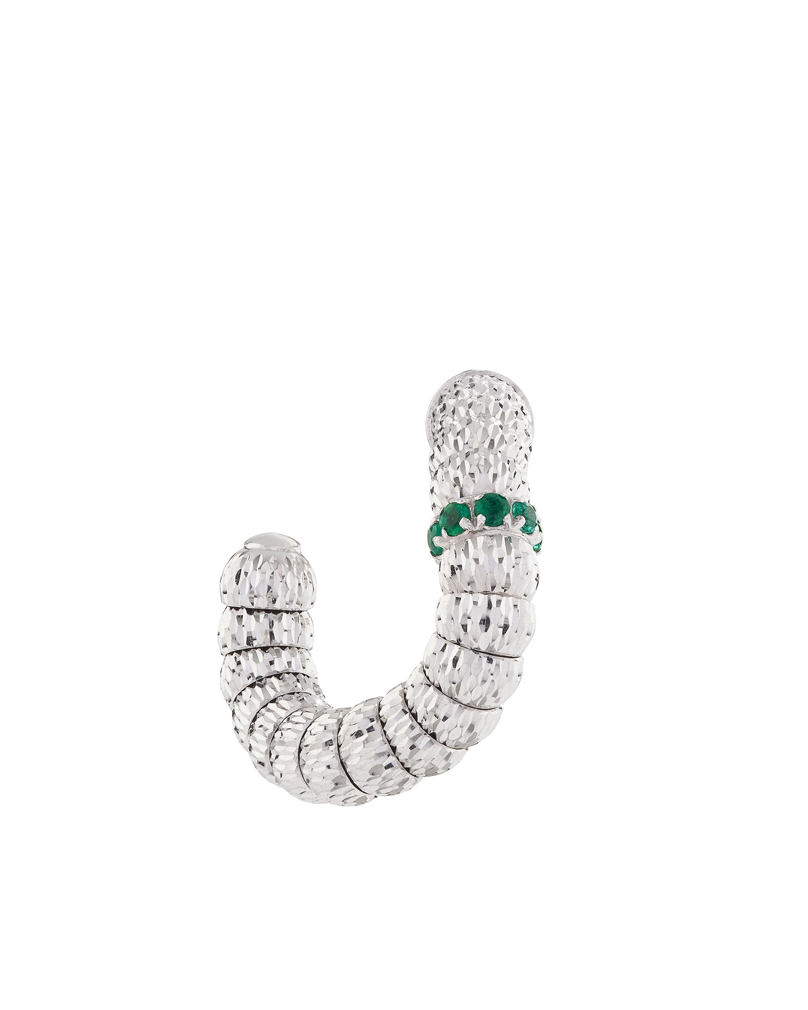 Enigma Hoop Earrings in 18kt White Gold and Emeralds