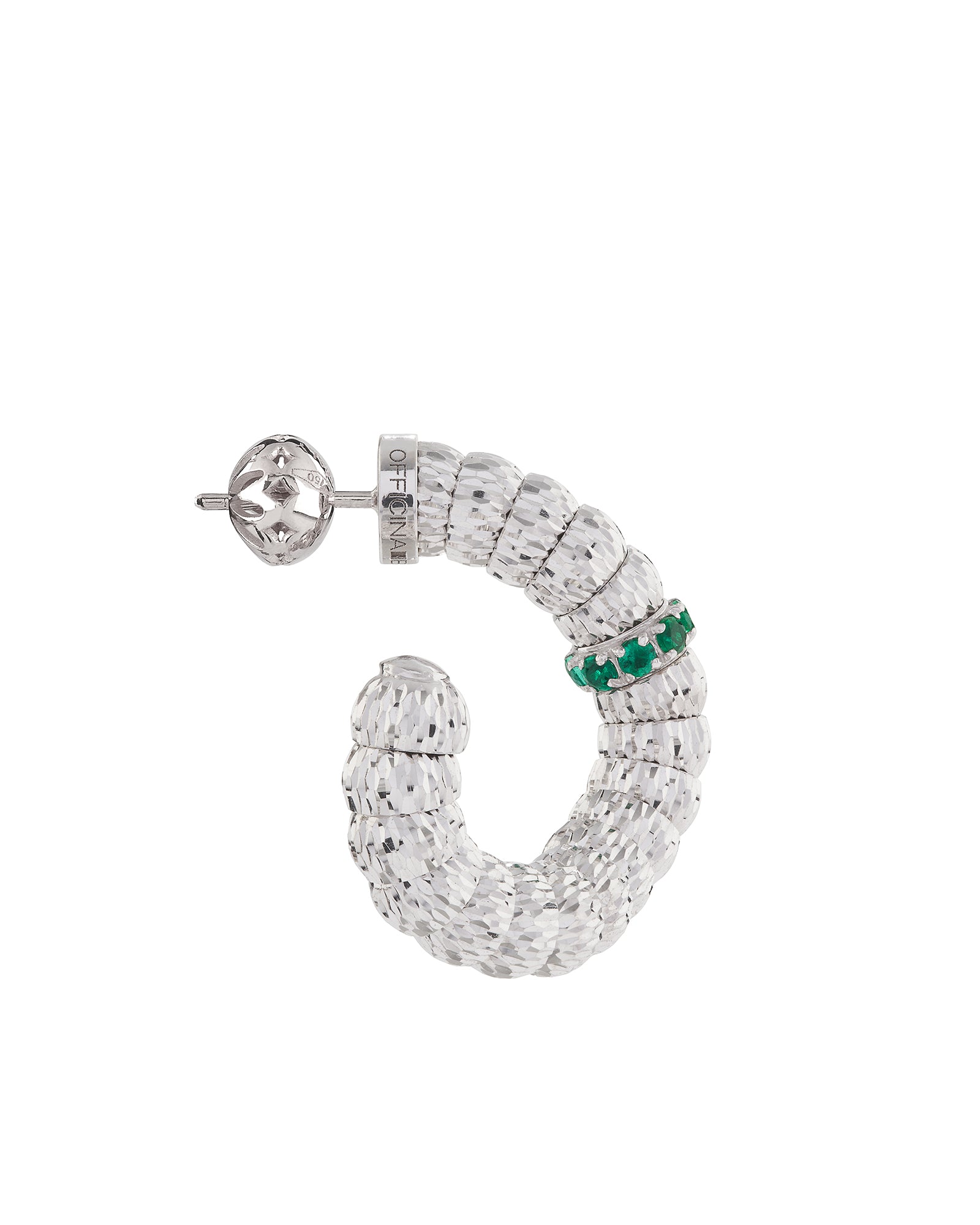 Enigma Hoop Earrings in 18kt White Gold and Emeralds