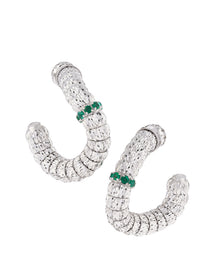 Enigma Hoop Earrings in 18kt White Gold and Emeralds