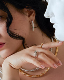 Enigma Drop Earrings in 18kt White Gold and Emeralds