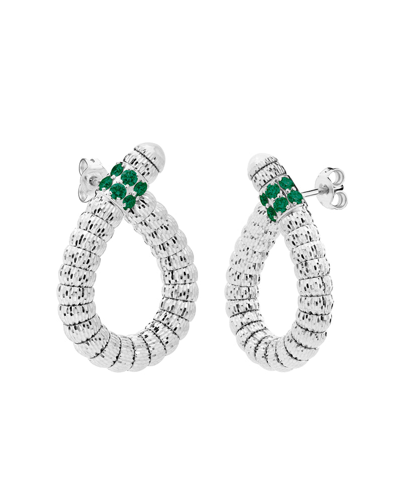 Enigma S 18kt White Gold and Emerald Drop Earrings