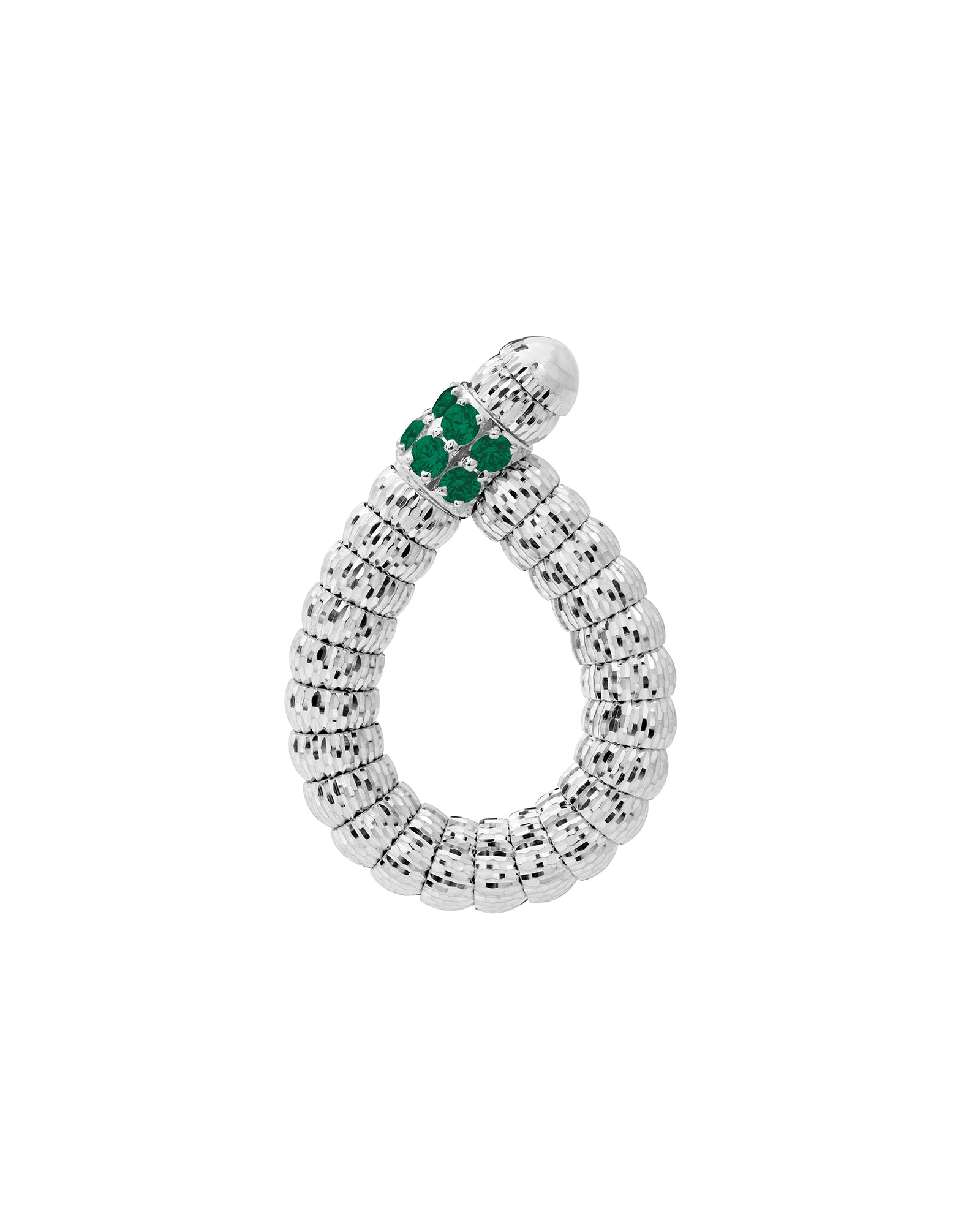 Enigma S Orecchini Drop in Oro Bianco 18kt e Smeraldi