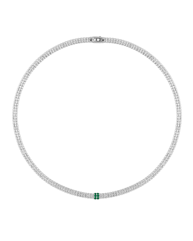 Enigma Necklace in 18kt White Gold and Emeralds